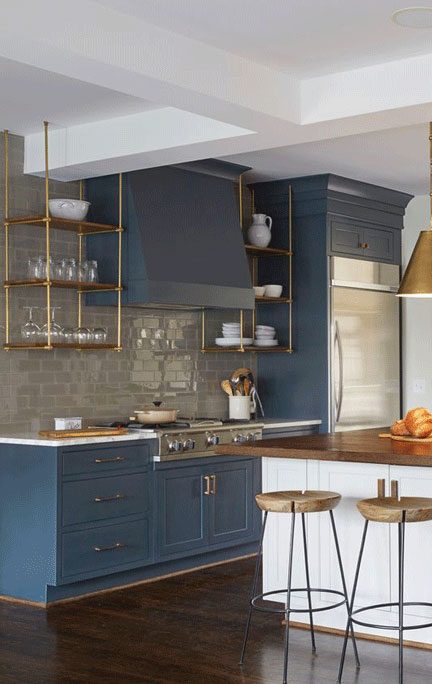 blue cabinet 2 432x684 - طراحی کابینت آشپزخانه